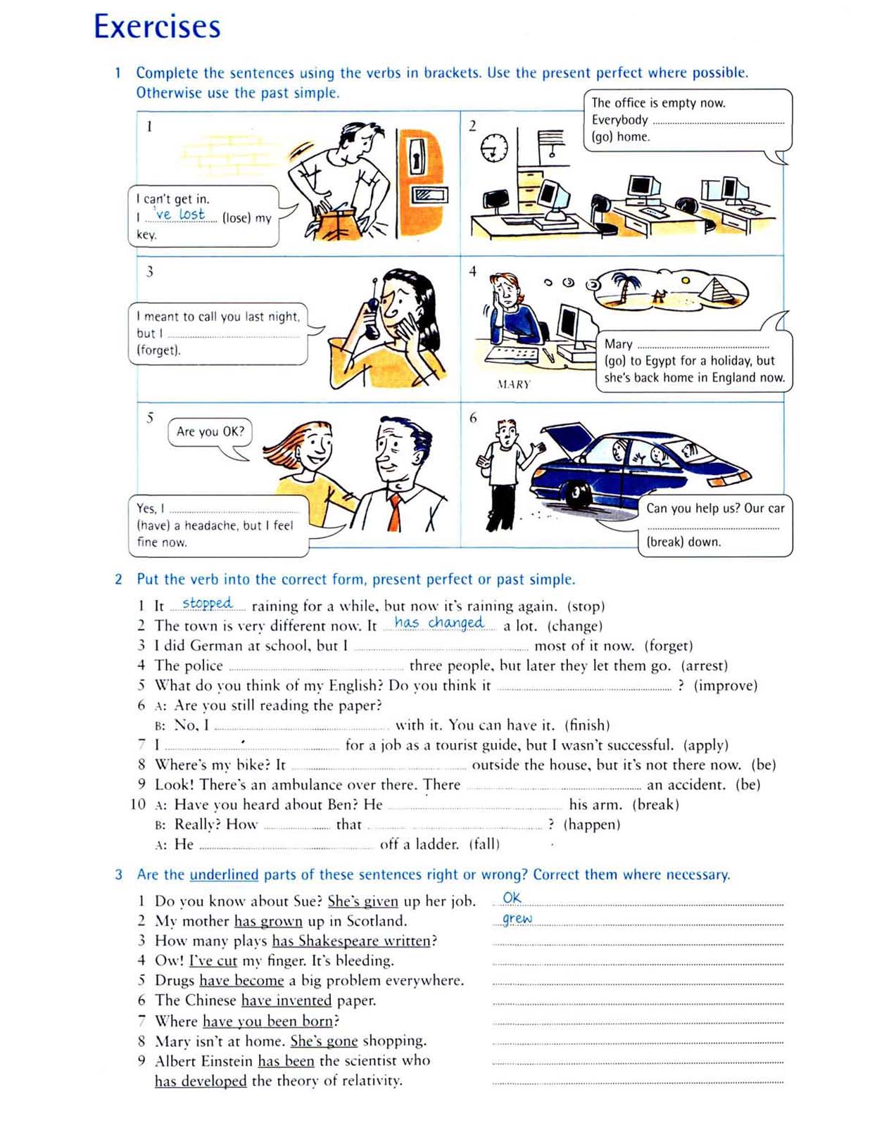 Exercises-present perfect and past 1